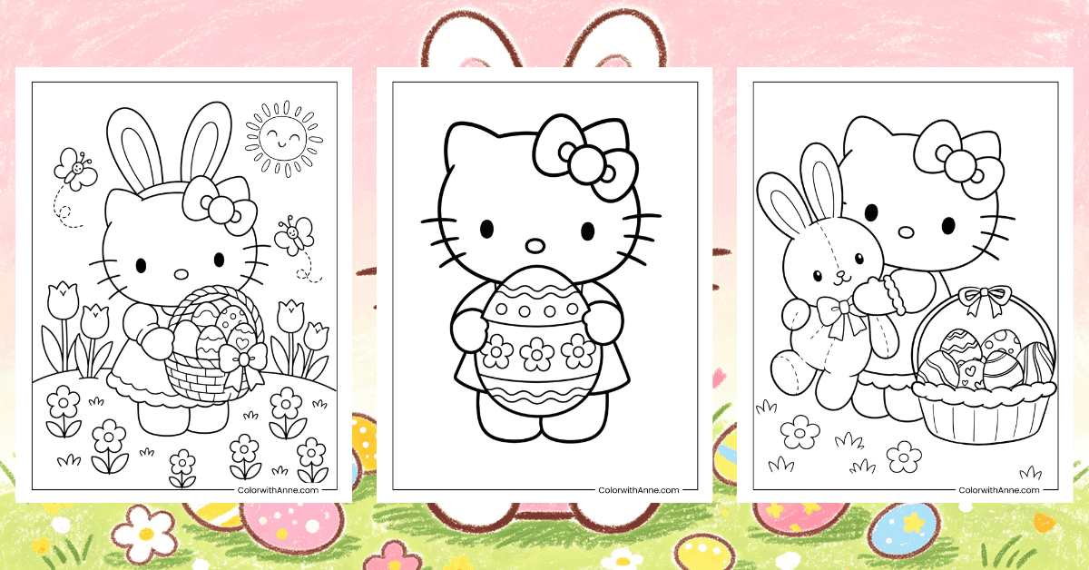 Hello Kitty Easter Coloring Pages Banner
