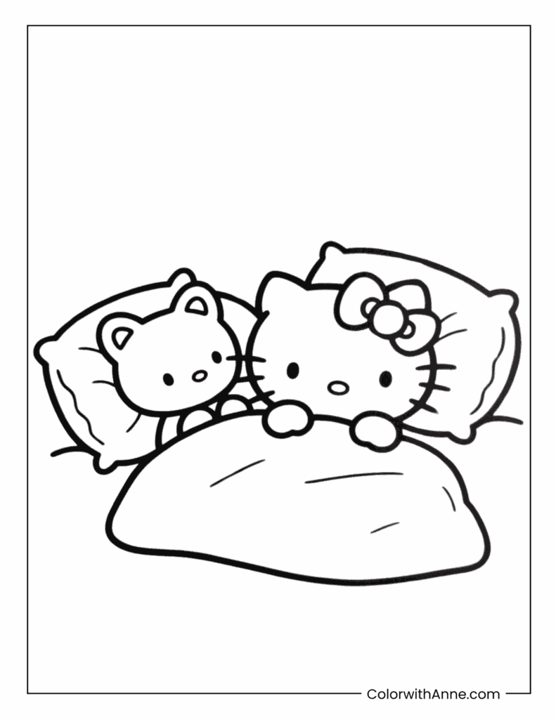 Hello Kitty Sleepover Coloring Pages