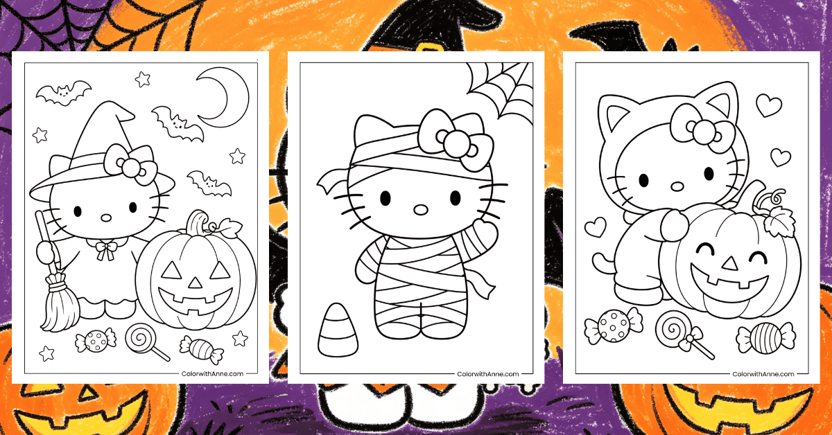 Hello Kitty Halloween Coloring Pages Banner