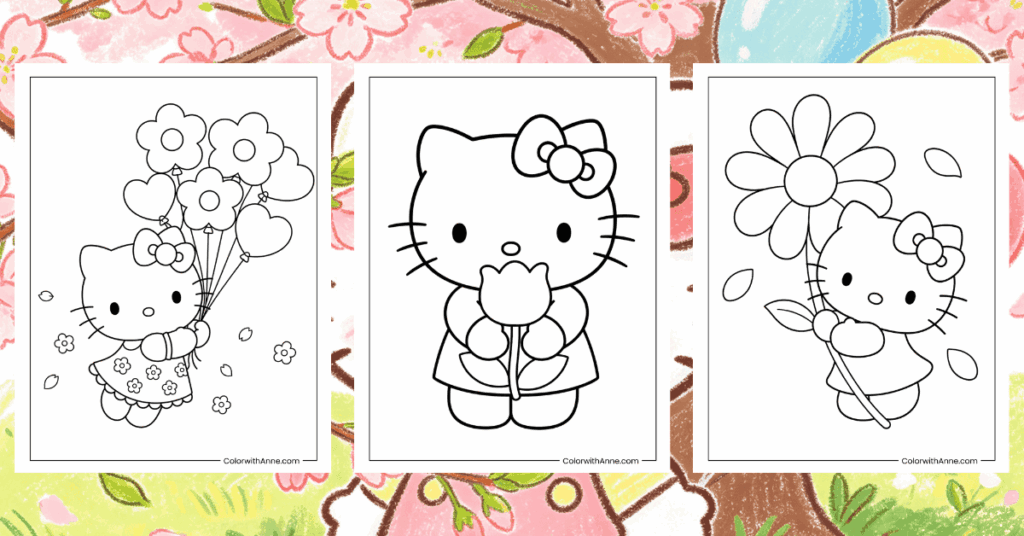 Hello Kitty Spring Coloring Pages Banner