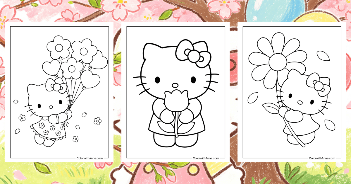 Hello Kitty Spring Coloring Pages Banner