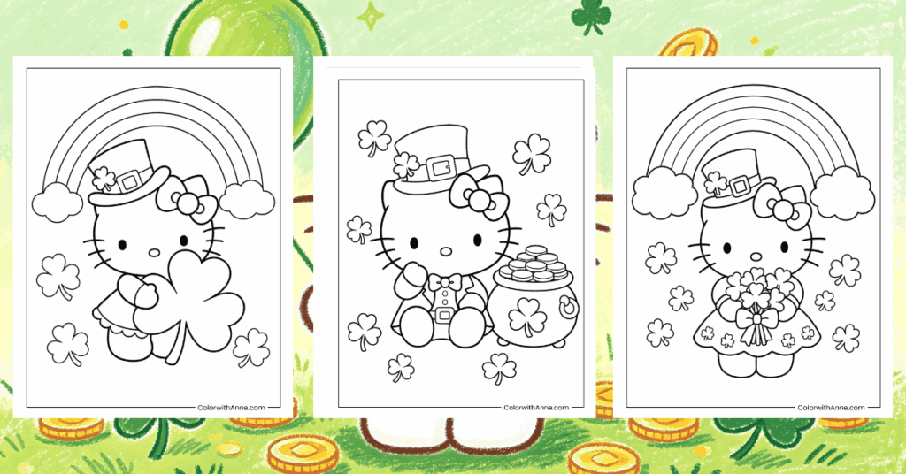 Hello Kitty St. Patrick's Day Coloring Pages Banner