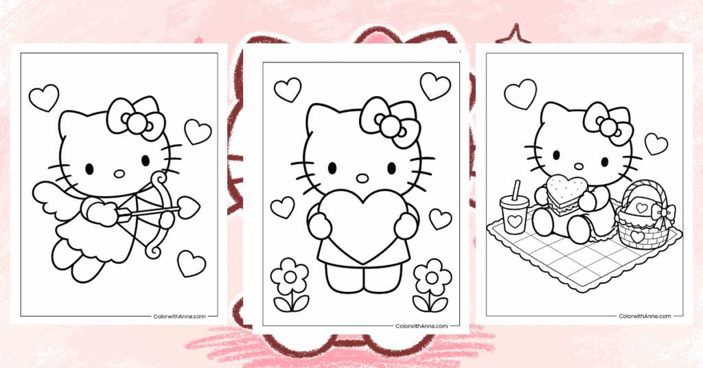 Hello Kitty Valentine's Day Coloring Pages Banner