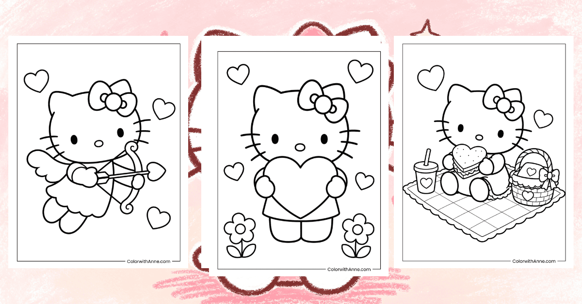 Hello Kitty Valentine's Day Coloring Pages Banner