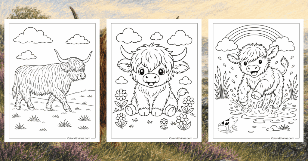 Highland Cow Coloring Pages Banner