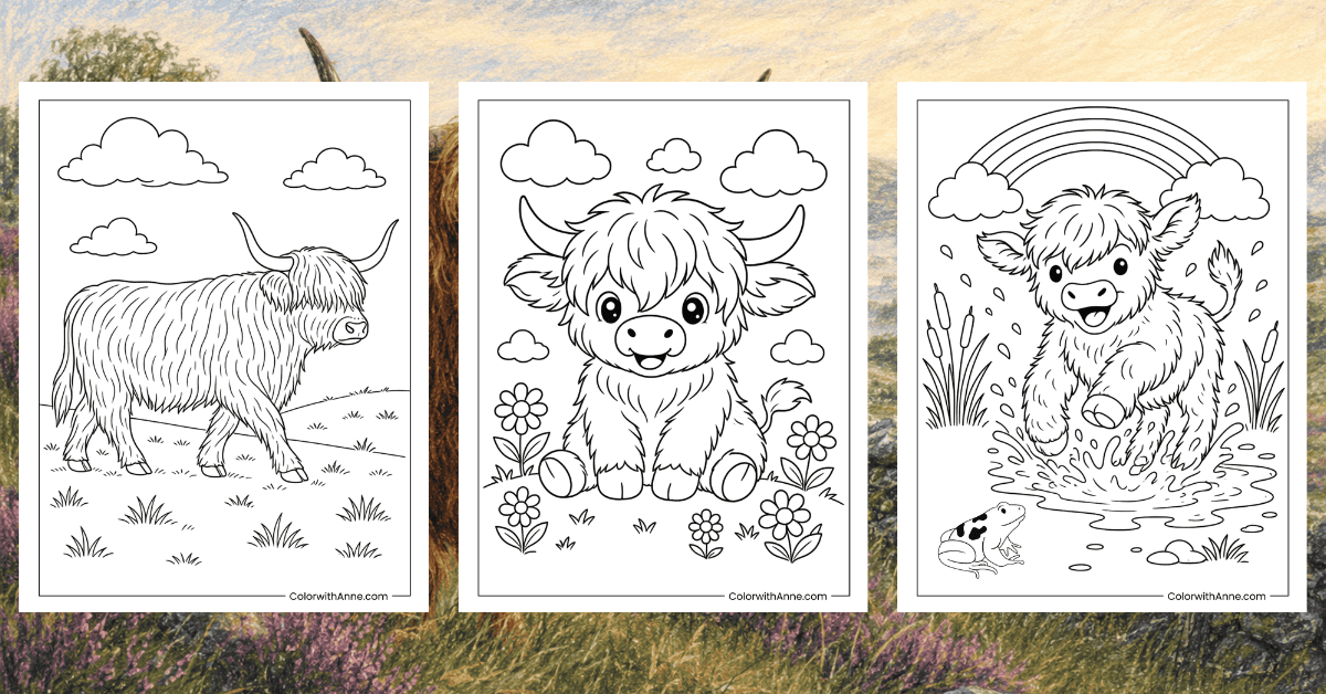 Highland Cow Coloring Pages Banner