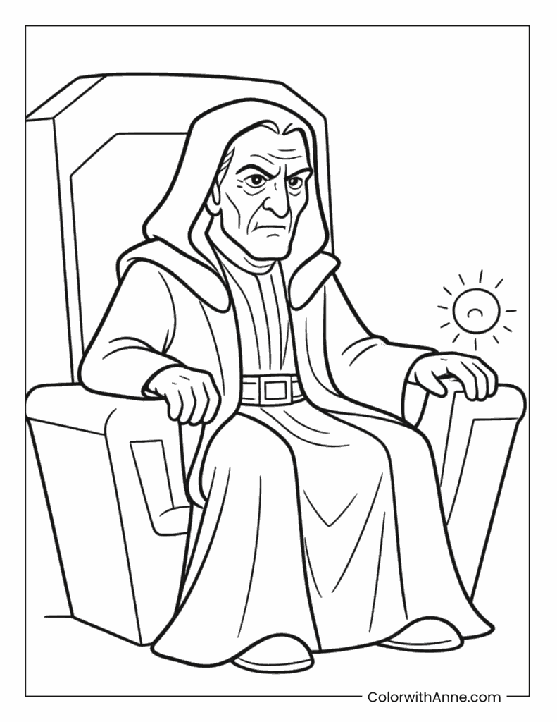 Hooded Emperor on Throne Coloring Page