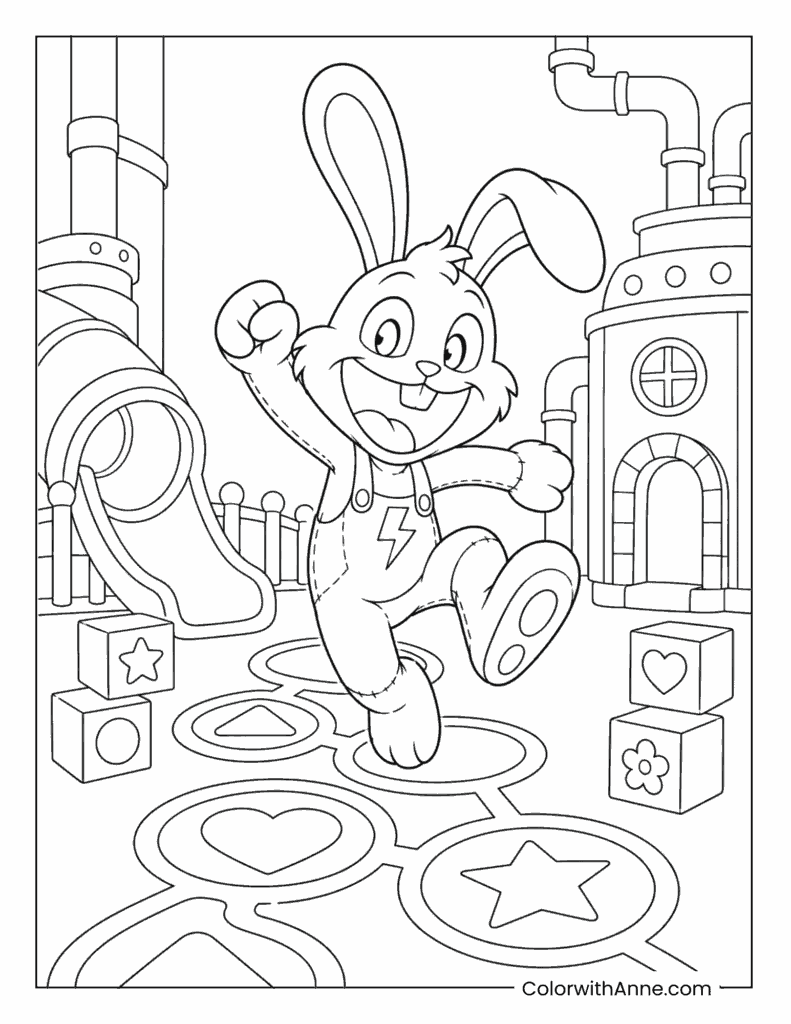 Hoppy Hopscotch Bunny Coloring Sheet