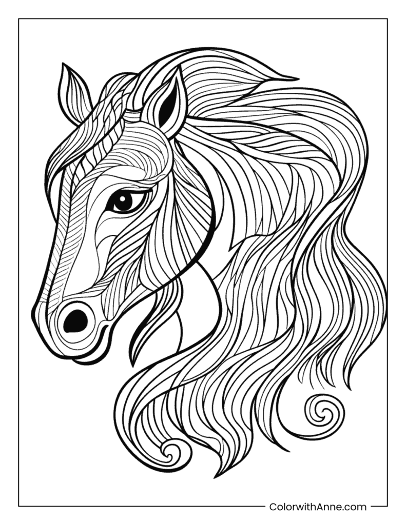 Horse with Curly Hair Coloring Page