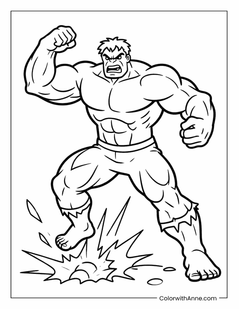 Hulk Ground Smash Coloring Page