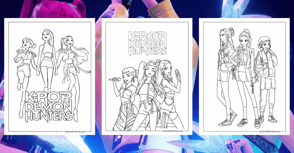 Huntrix Coloring Pages Banner