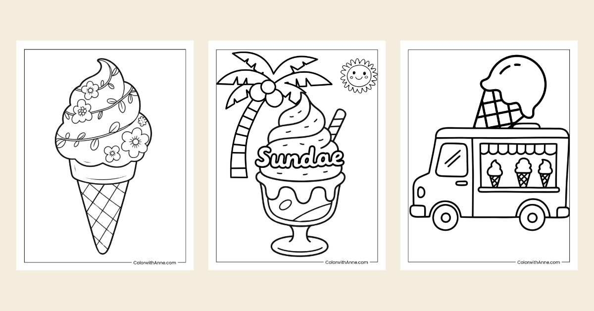 Ice Cream Coloring Page Banner