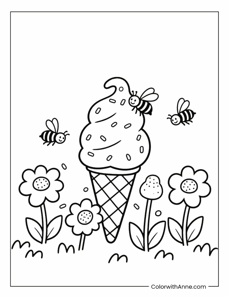 Ice Cream Garden Coloring Page