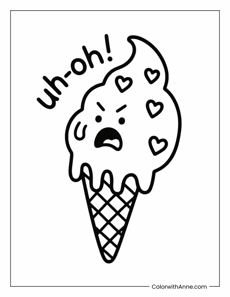 Ice Cream Meltdown Coloring Page