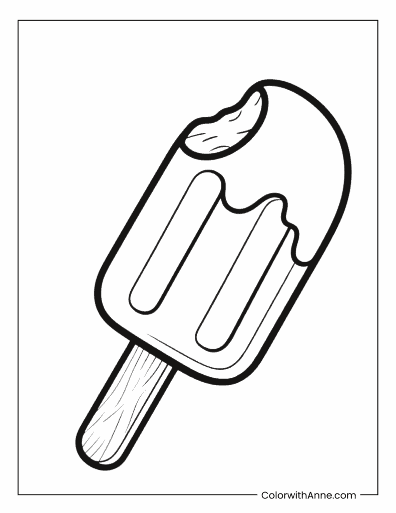 Ice Cream on a Stick Coloring Page