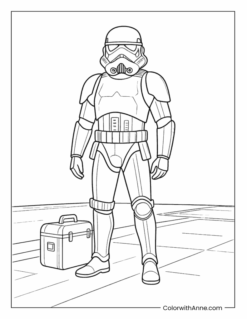 Imperial Stormtrooper With Gear Case Coloring Page