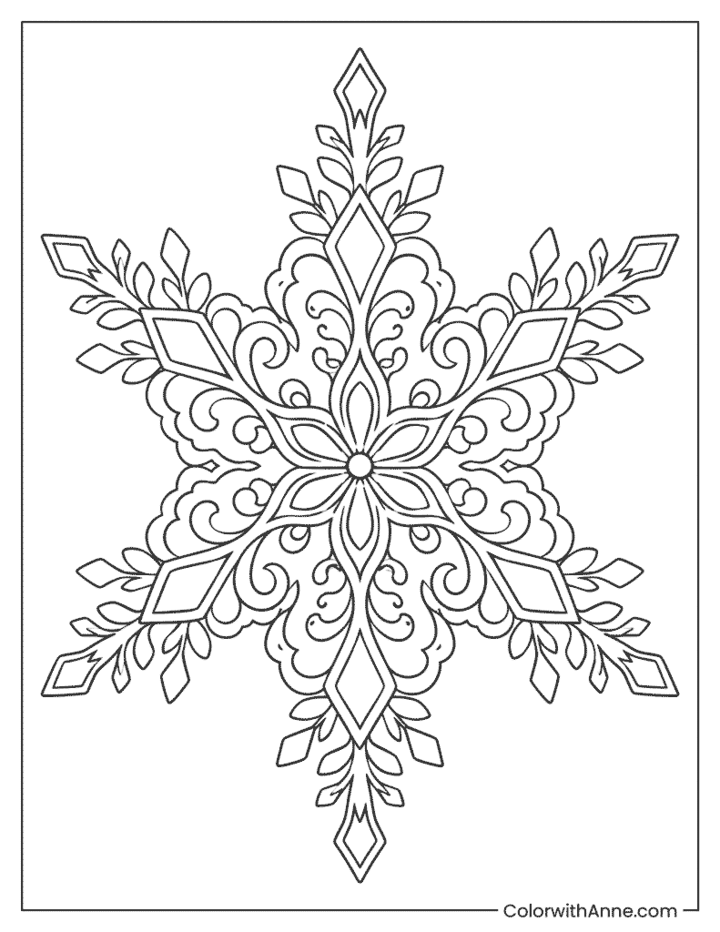 Intricate Lace Snowflake Coloring Page