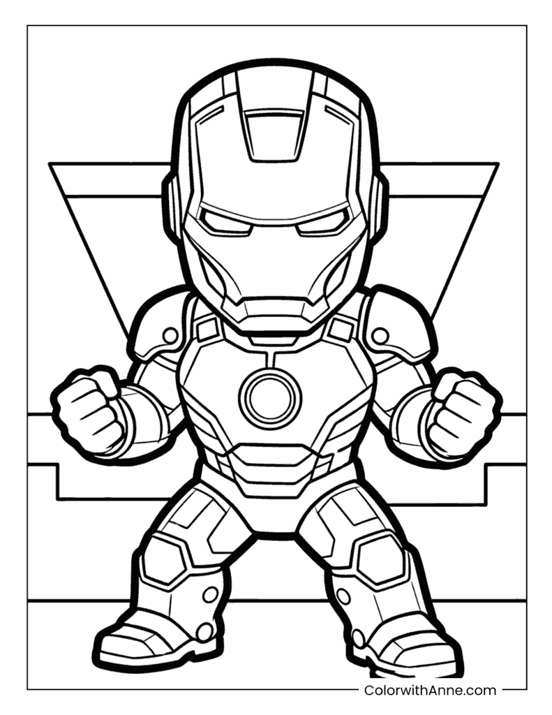 Iron Man Standing on Energy Platform Coloring Page