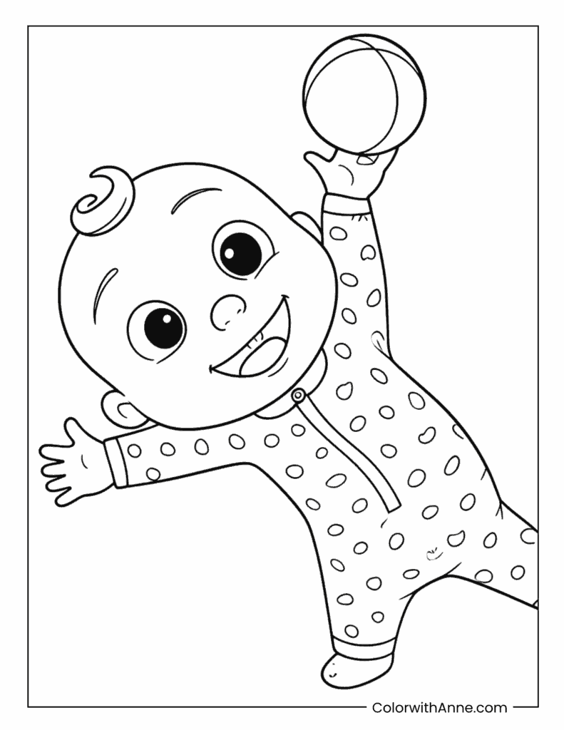 JJ Cocomelon Holding Balloon Coloring Page