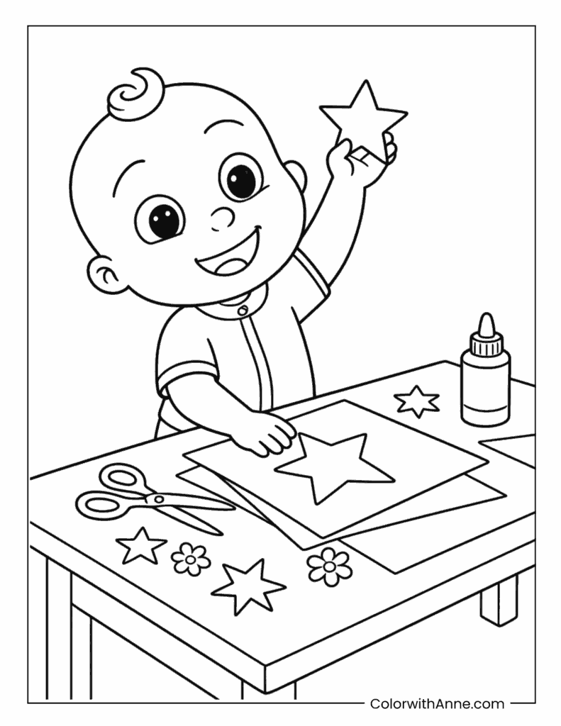 JJ Cocomelon Making Star Craft Coloring Page