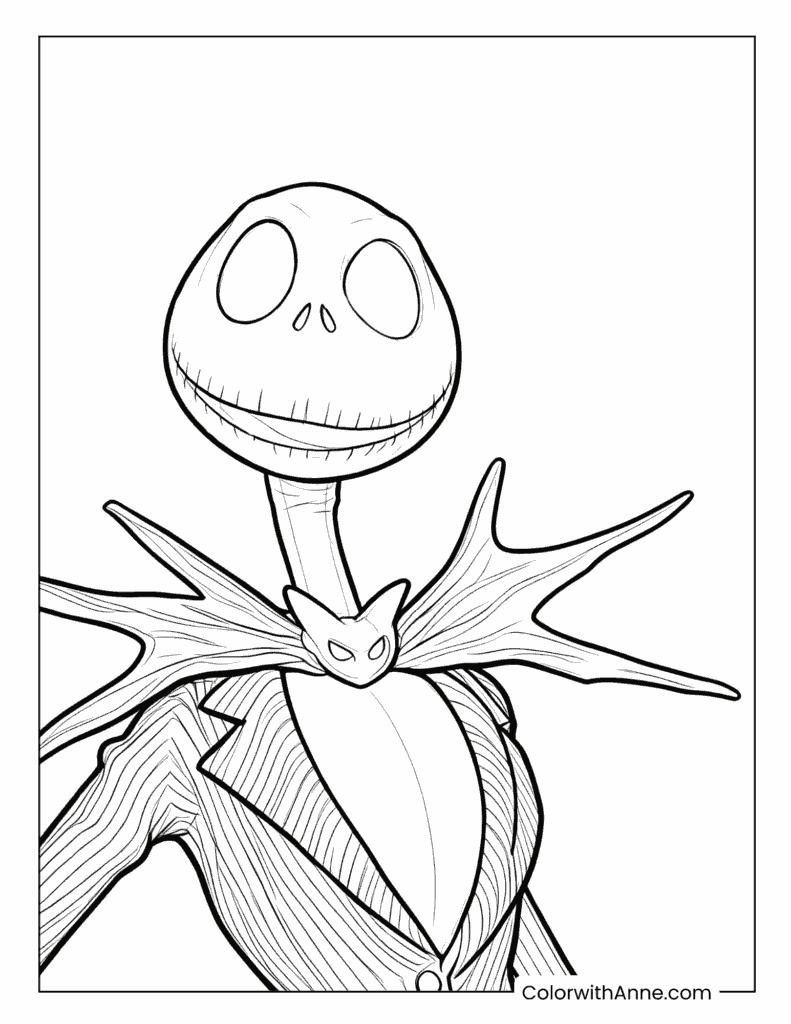 Jack Skellington Close-Up Coloring Page