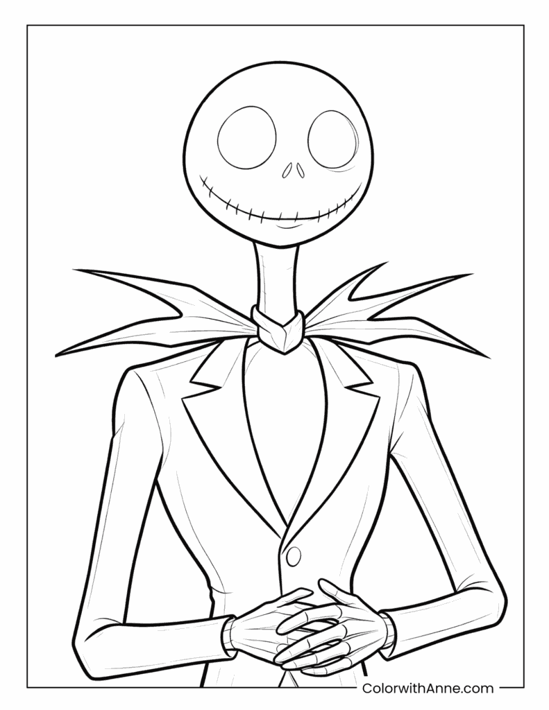 Jack Skellington with Folded Hands Coloring Page