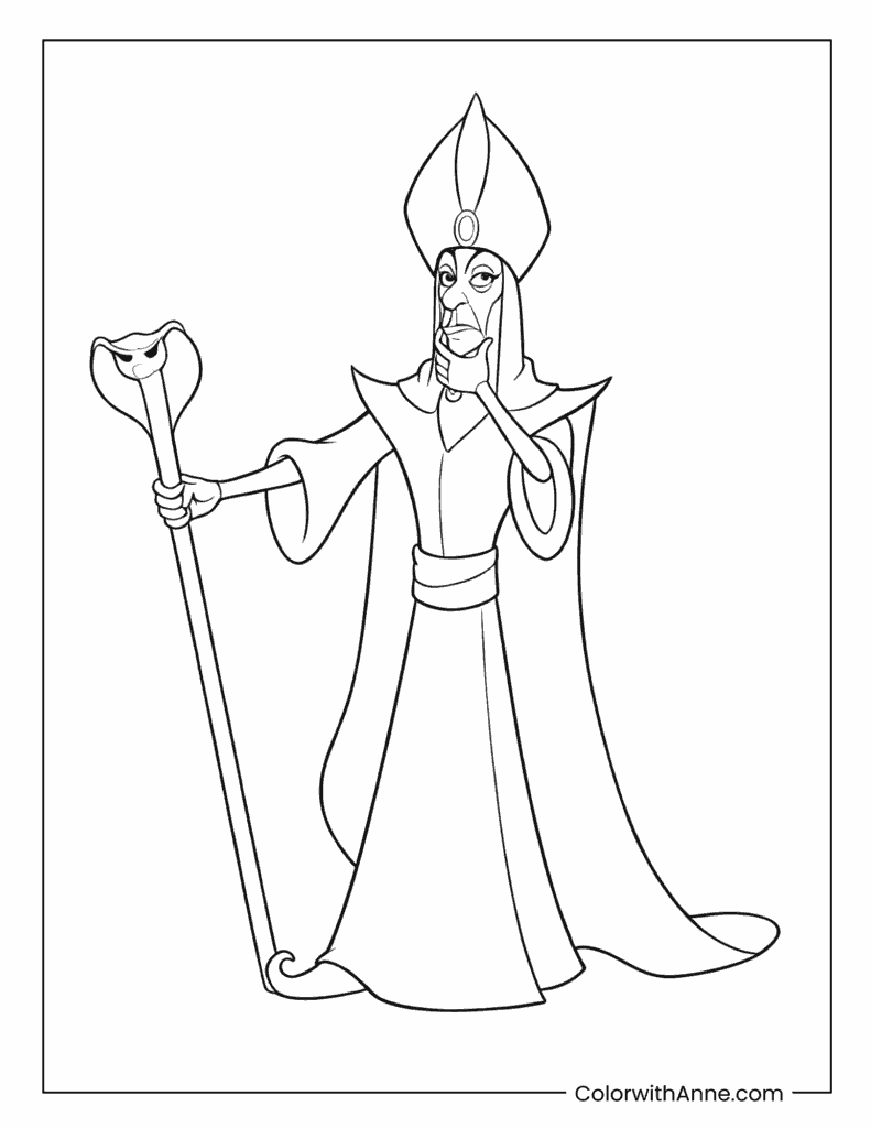 Jafar Holding Staff Coloring Page