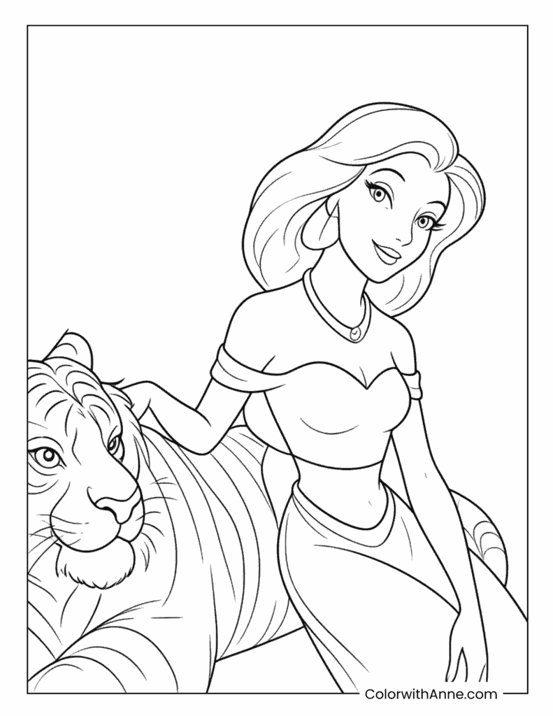 Jasmine And Rajah Together Coloring Page