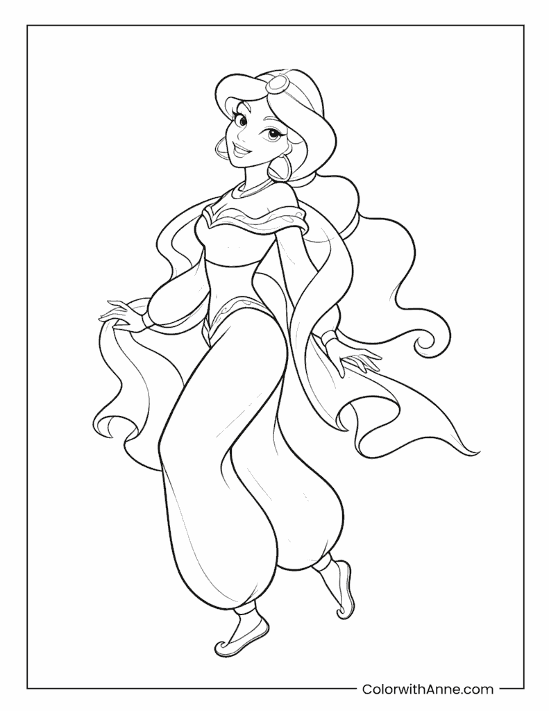 Jasmine Floating In Palace Coloring Page