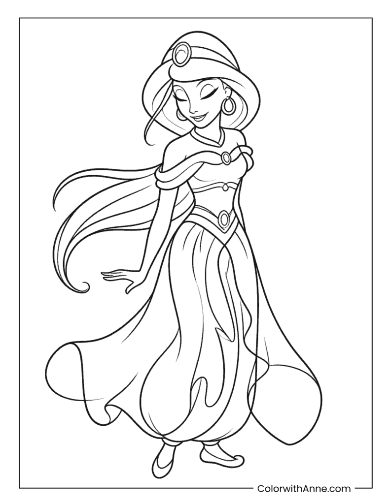 Jasmine Full Body Portrait Coloring Page
