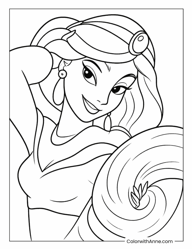 Jasmine Portrait Close Up Coloring Page