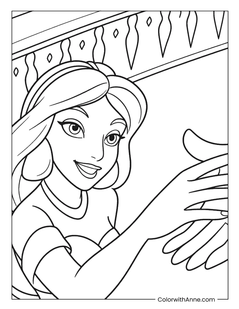 Jasmine Reaching Forward Coloring Page