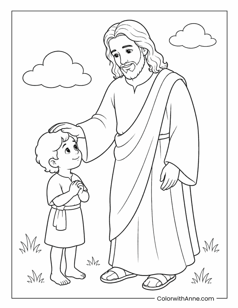 Jesus Blessing a Child Coloring Page