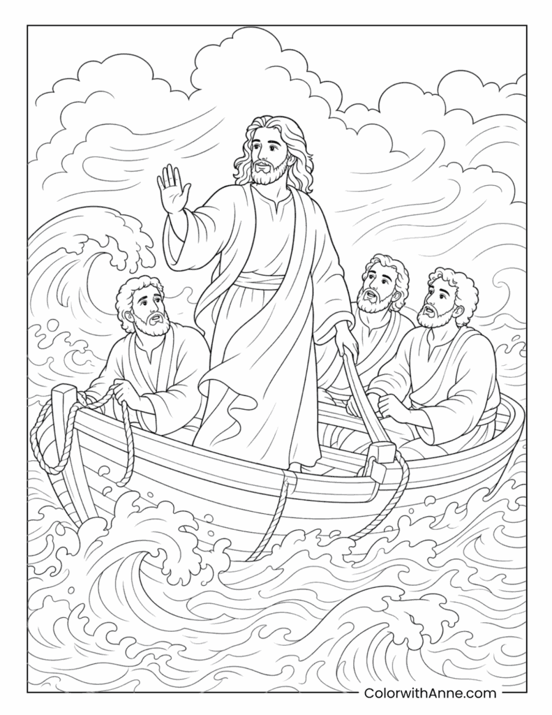 Jesus Calms the Storm Coloring Page