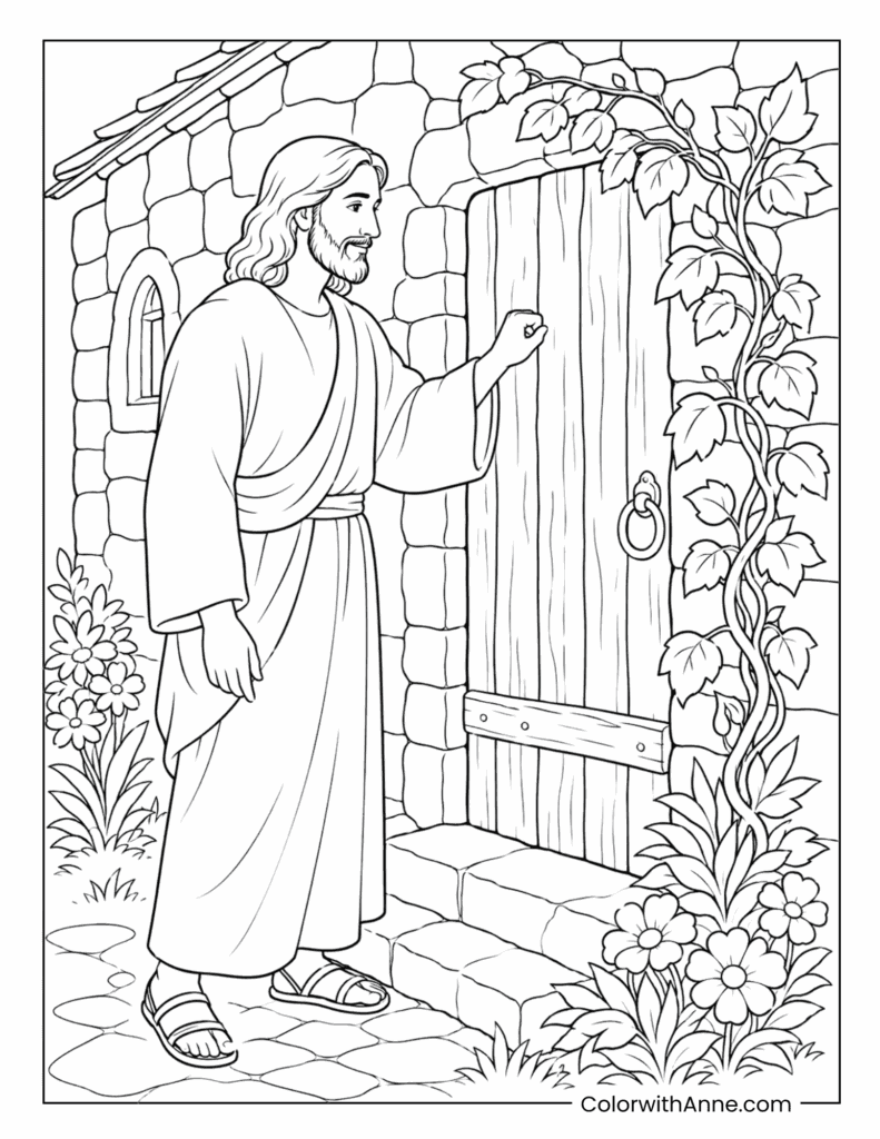 Jesus Knocking at the Door Coloring Page