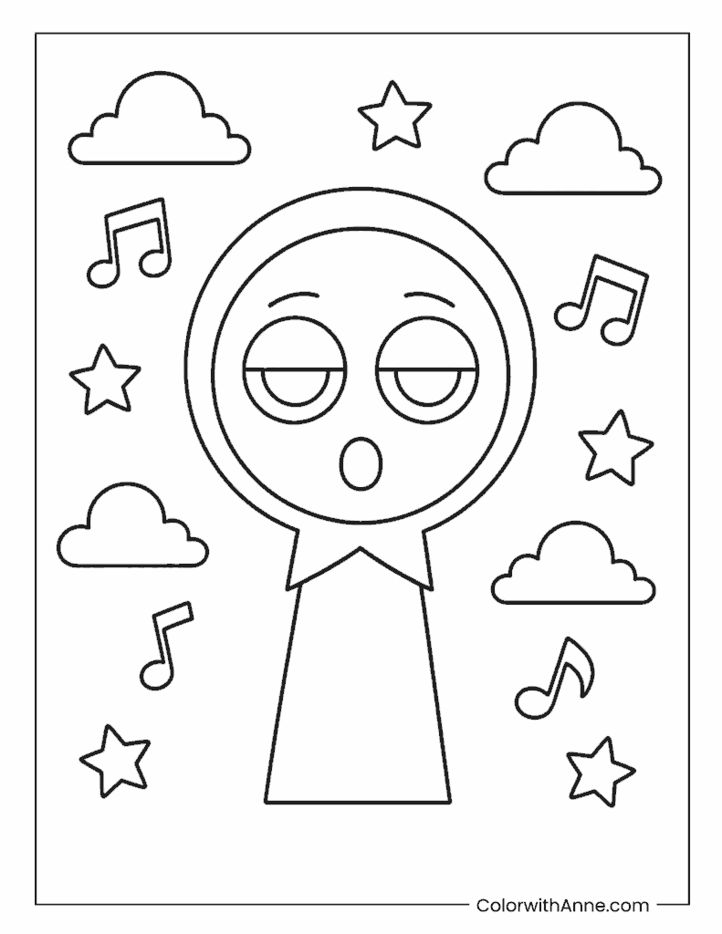 Jevin Surrounded By Music Notes Coloring Page