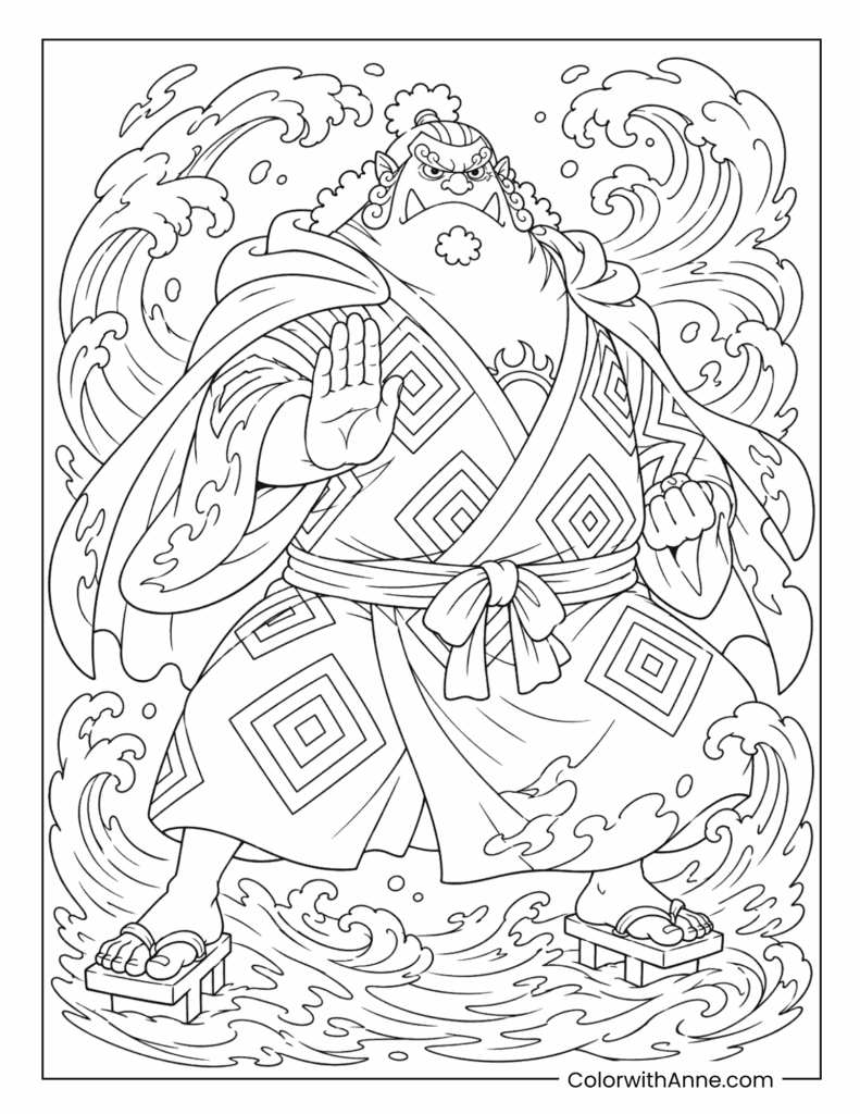 Jinbe Fish-Man Karate Water Waves Coloring Page