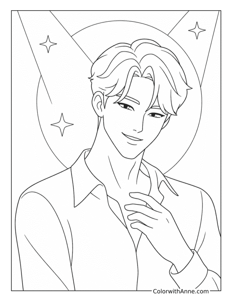 Jinu’s Charming Idol Portrait Coloring Page