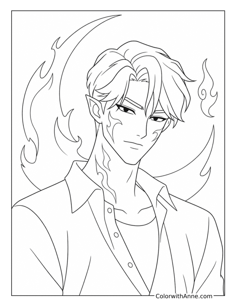 Jinu’s Crescent Flame Portrait Coloring Page
