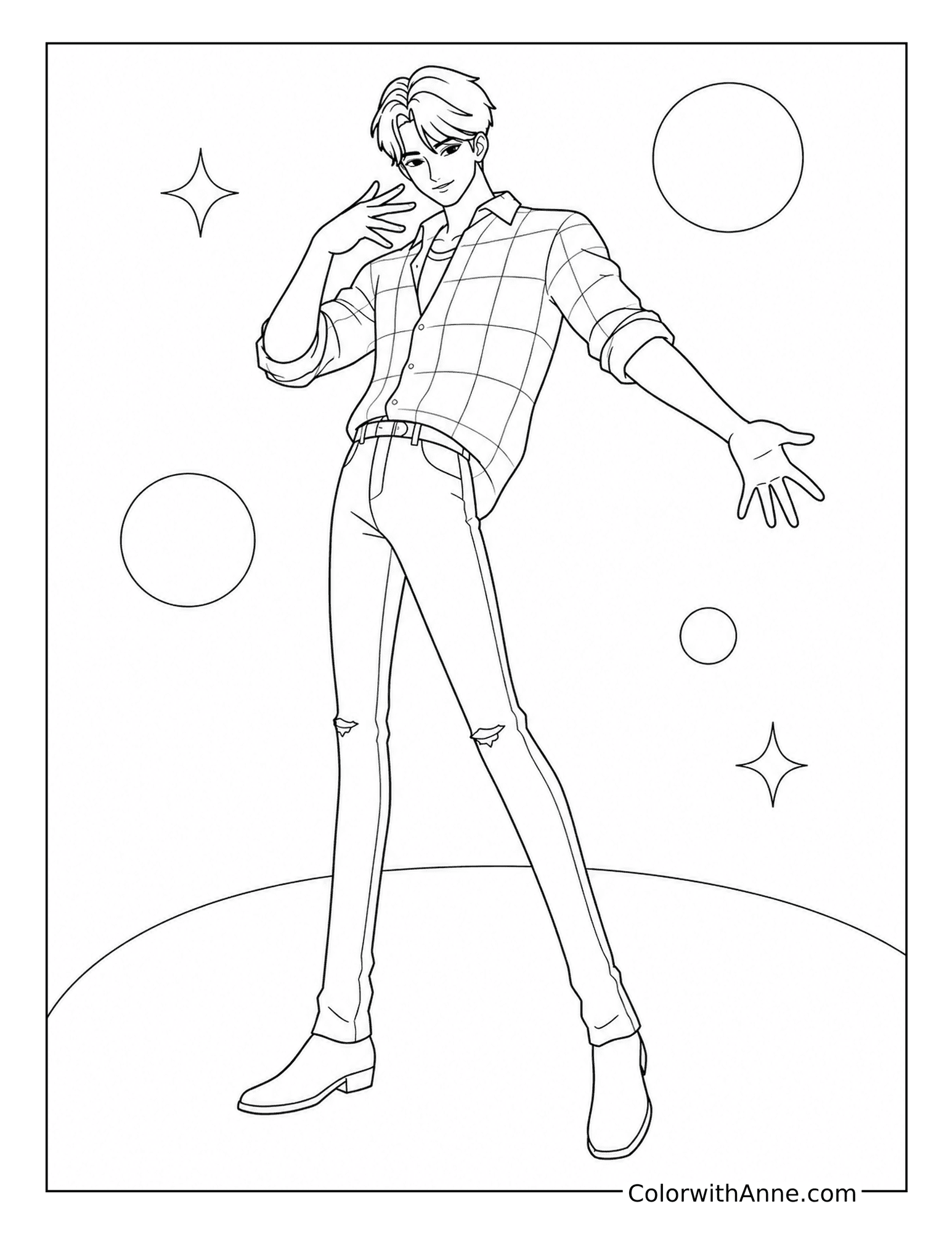 Jinu’s Crisp Dance Pose Coloring Page