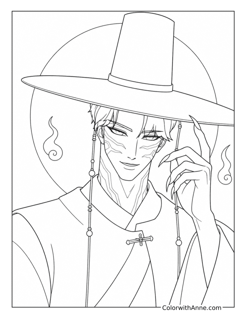 Jinu’s Haloed Demon Portrait Coloring Page