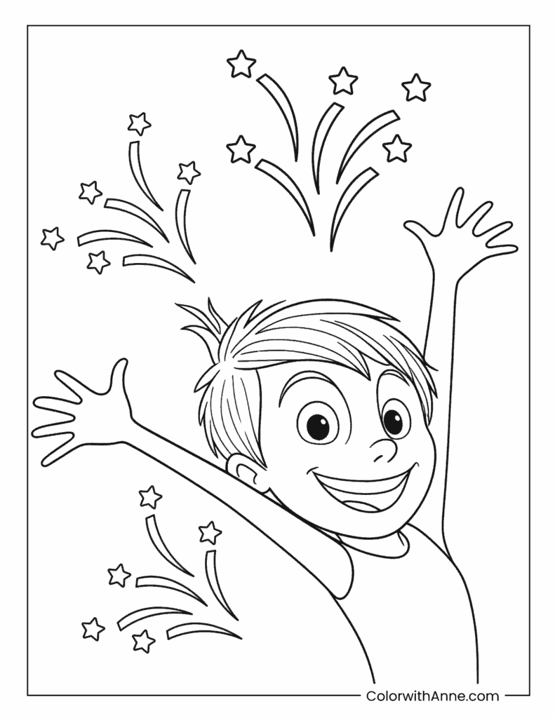 Joy Fireworks Celebration Inside Out Coloring Page
