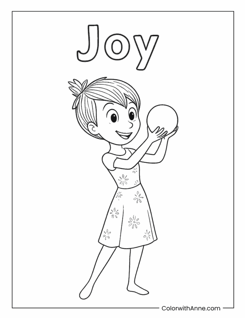 Joy Holding a Memory Inside Out Coloring Page