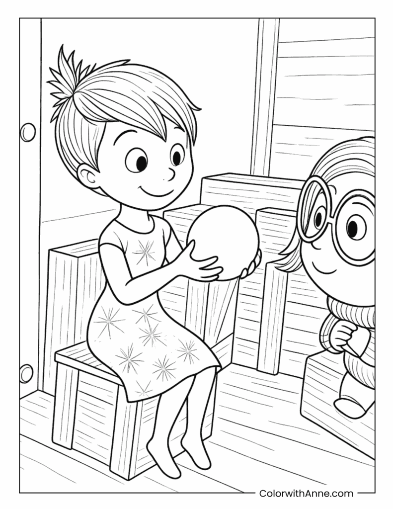 Joy Sharing a Memory with Sadness Inside Out Coloring Page