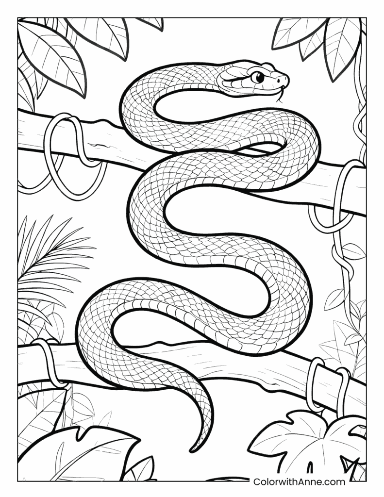 Jungle Vine Snake Coloring Page