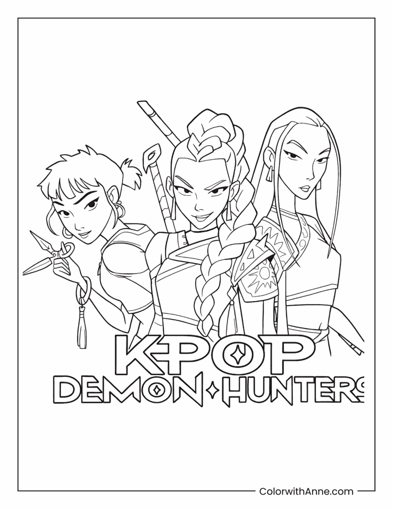 K-Pop Demon Hunters Cool Poster Coloring Page