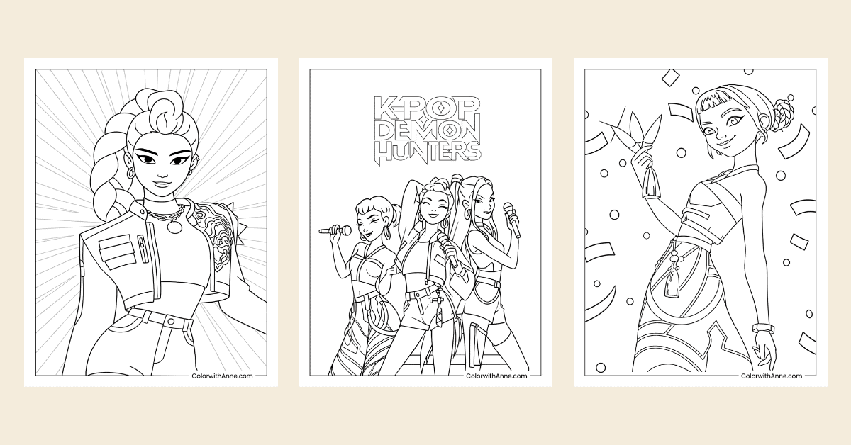 KPop Demon Hunters Coloring Pages Banner
