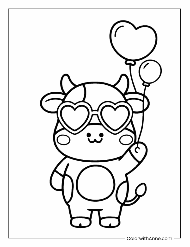 Kawaii Baby Cow Coloring Page