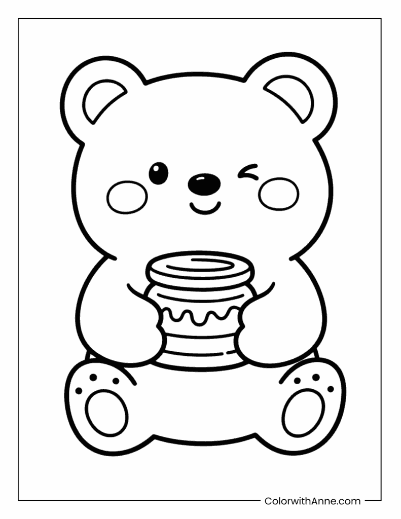 Kawaii Bear Coloring Page