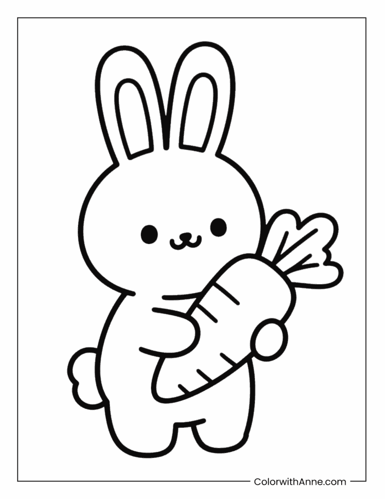 Kawaii Bunny Coloring Page